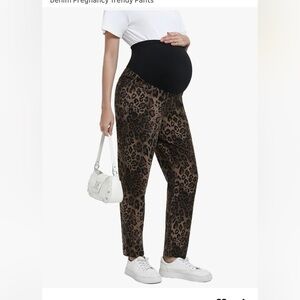 Maternity Leopard Print Stretch Pants - Black Waistband